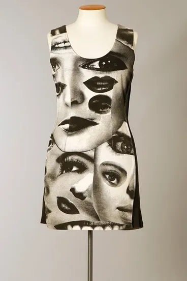 Image: Virus eyes collage print mini dress, 1990s