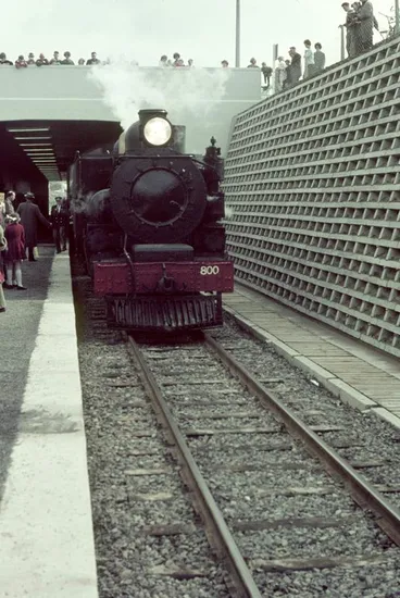 Image: Train on lowered line at Hamilton