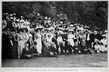 RECEPTION HELD AT AWARUA HOUSE, WELLINGTON, ON THE OCCASION OF THE SILVER WEDDING OF SIR JOSEPH WARD, PRIME MINISTER OF NEW ZEALAND, AND LADY WARD, AND THE MARRIAGE OF MISS ELINOR DAVIDSON TO MR. CYRIL WARD, ELDEST SON OF THE PRIME MINISTER, DECEMBER 6, 1908 Image: RECEPTION HELD AT AWARUA HOUSE, WELLINGTON, ON THE OCCASION OF THE SILVER WEDDING OF SIR JOSEPH WARD, PRIME MINISTER OF NEW ZEALAND, AND LADY WARD, AND THE MARRIAGE OF MISS ELINOR DAVIDSON TO MR. CYRIL WARD, ELDEST SON OF THE PRIME MINISTER, DECEMBER 6, 1908