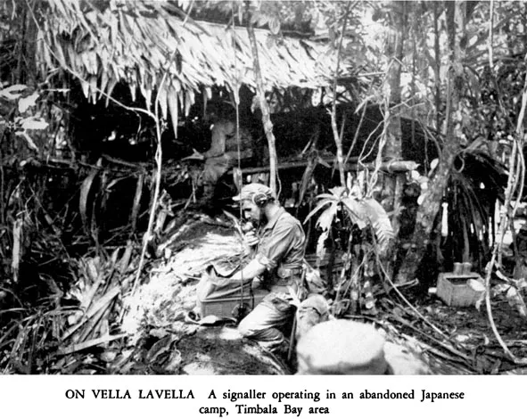 On Vella Lavella A signalller Operating in an abandoned Japanese Camp, Timbala Bay area
