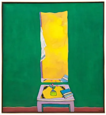 Table and mirror and a green interior Image: Table and mirror and a green interior