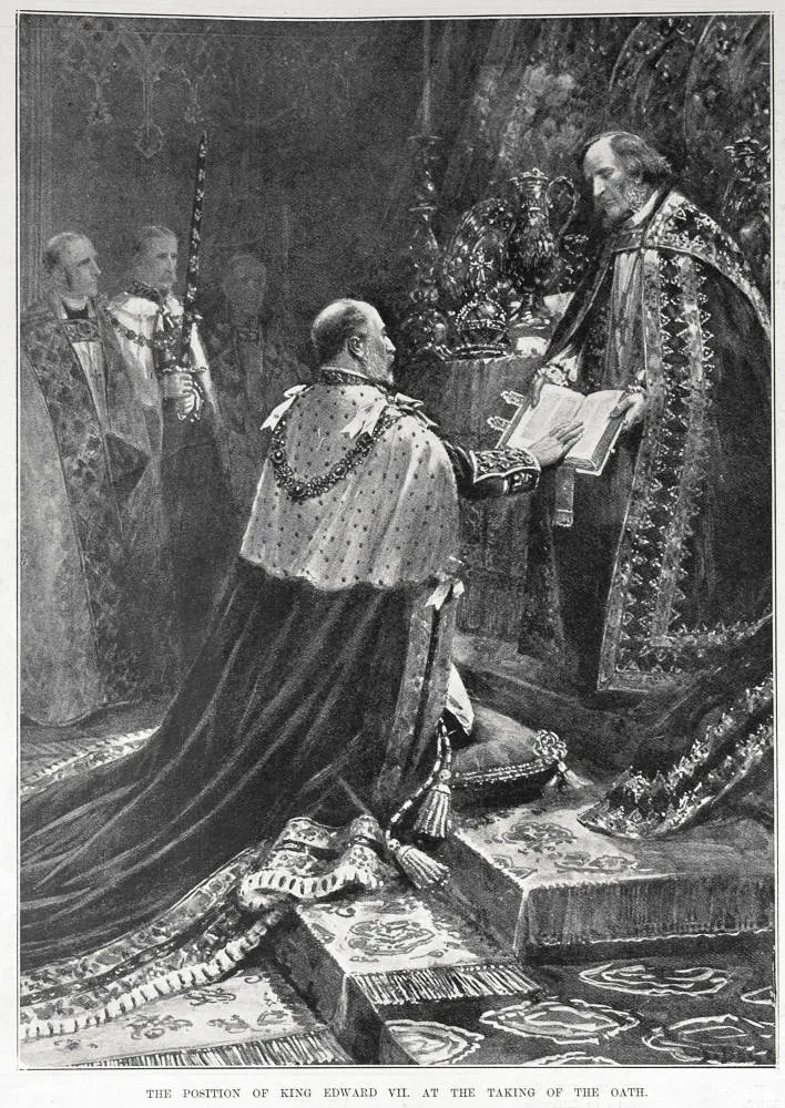 The position of King Edward VII at the taking of the oath