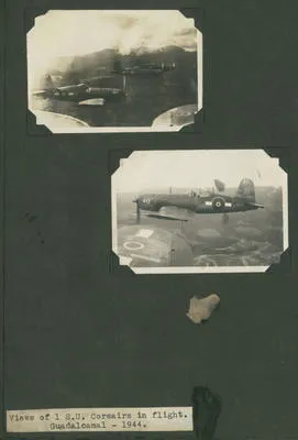 Views of 1 S.U. Corsairs in flight. Guadalcanal - 1944.
