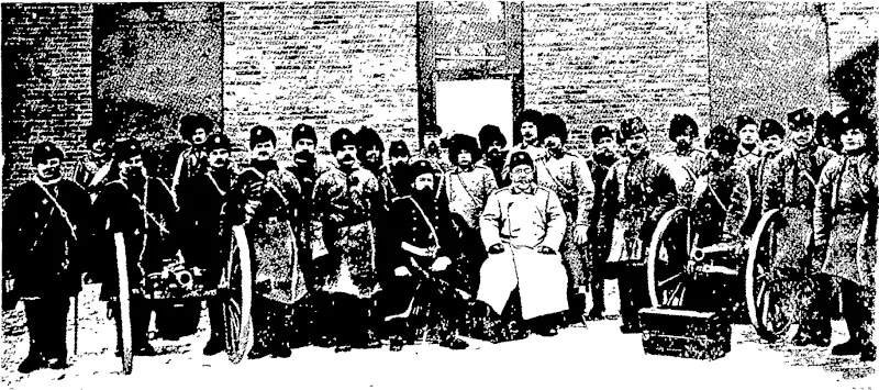 THE RUSSO-JAPANESE WAR: A RUSSIAN GENERAL AND STAFF IN WINTER  COSTUME AT MUKDEN. (Otago Witness, 23 March 1904)