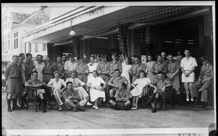 NZ airmen with members of the Official Nederlands Indies Womens Organization, Batavia