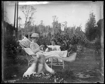 Image: Woman and girls in garden