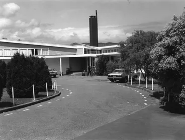 Image: Heretaunga College buildings; administration block from inside main gate.