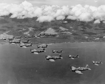 Image: RNZAF Corsairs over Guadalcanal, 1944