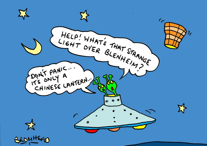 Bromhead, Peter, 1933-:"Help! What's that strange light over Blenheim?" 18 October 2013