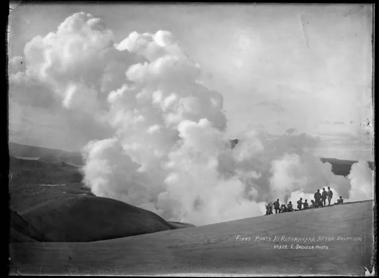 Viewing Rotomahana from Te Hape-o-Toroa, 1886