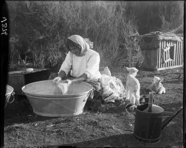 Image: Woman washing clothes, Broadlands, 1908