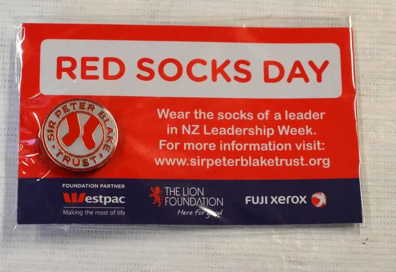 Badge: Red Socks Day/ Sir Peter Blake Trust
