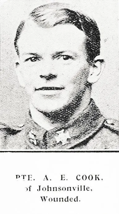 Pte A E Cook of Johnsonville, wounded
