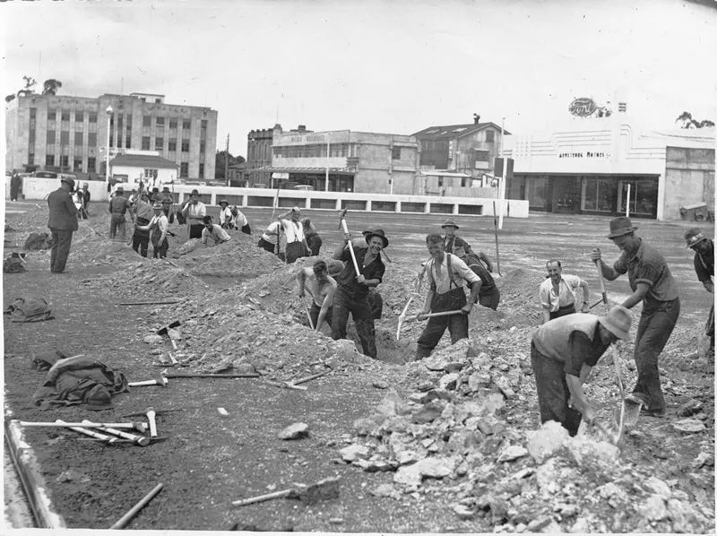 Digging Trenches - Garden Place, Hamilton