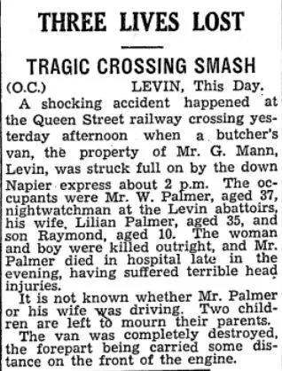Family killed in rail crossing accident, Levin May 1943