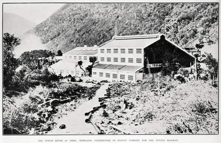 The power house at Otira, Westland, constructed to supply current for the tunnel railway