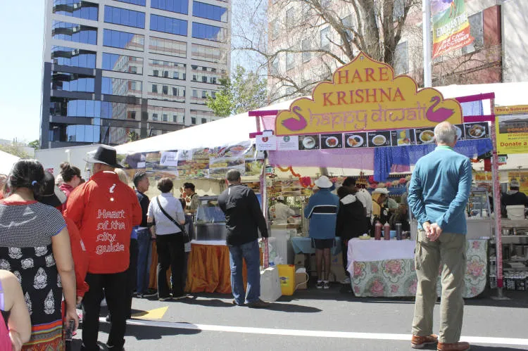 Traditional Indian food stalls at the Auckland Diwali Festival.