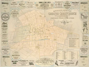 Image: Birds-eye-view map of greater Christchurch.
