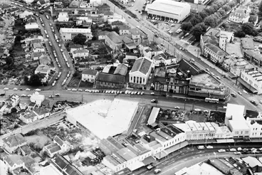 Image: Aerial view over Beresford Street, Auckland Central, 1964