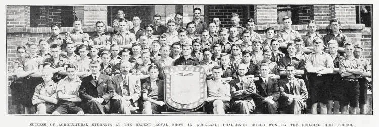 Success of agricultural students at the recent Royal Show Auckland: Challenge Shield won by the Feilding High School