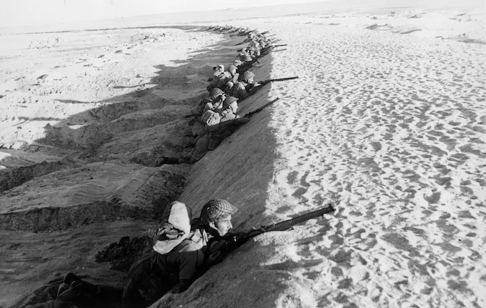 New Zealand troops on manouvers, Middle East