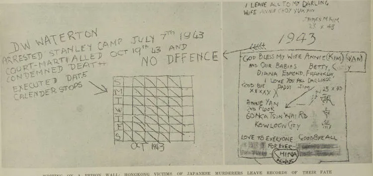 Writing on a prison wall: Hong Kong victims of Japanese murderers leave records of their fate