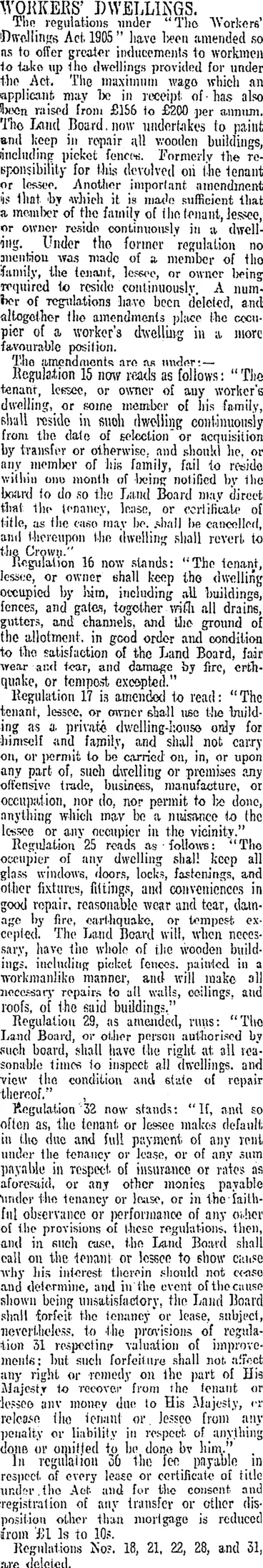 Image: WORKERS' DWELLINGS. (Otago Daily Times 21-1-1907)