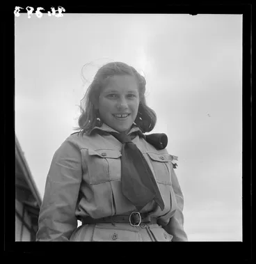 Image: Bronisława Dziama in a scout uniform at a Polish refugee camp in Pahiatua