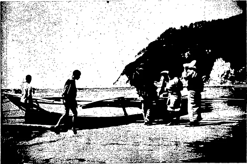 GOING IN A JAPANESE SAMPAN TO ENOSHIMA. (Otago Witness, 24 December 1902)
