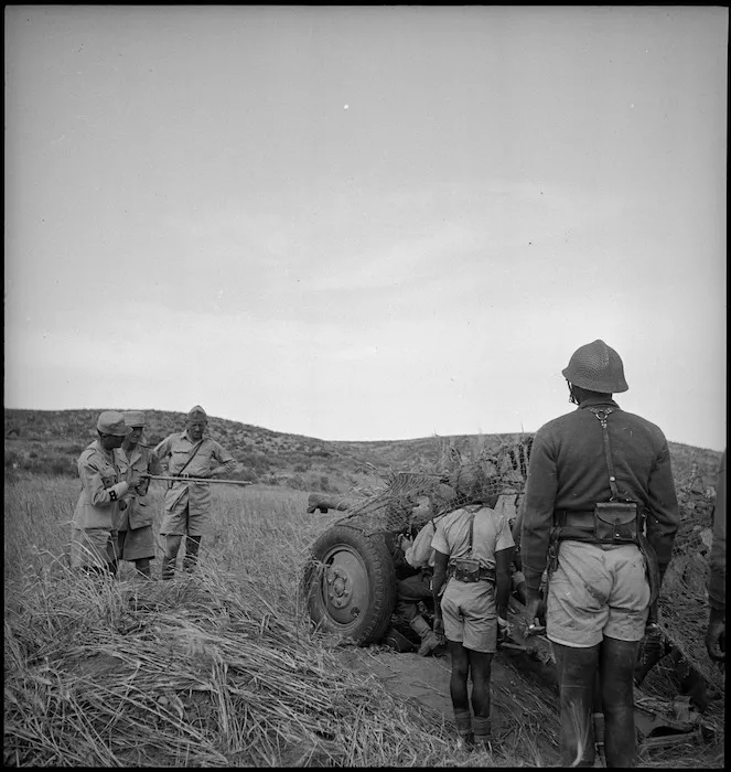 General Phillippe Leclerc inspecting Free French Chad troops in Tunisia during World War II - Photograph taken by M D Elias
