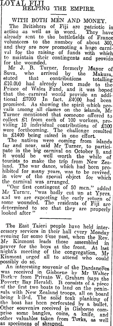 Image: LOYAL FIJI (Otago Daily Times 24-9-1915)