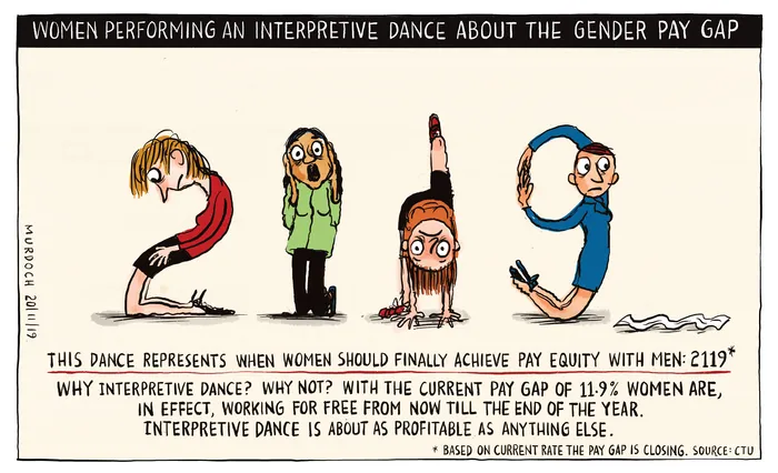 Women performing an interpretive dance about the gender pay gap