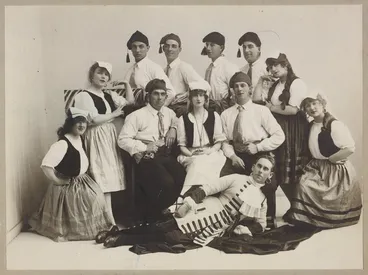 Image: Studio group portrait of theatre performers in costume
