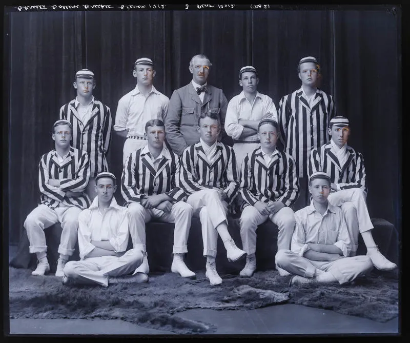 Glass Plate Negative: Christ's College, Cricket Eleven, 1912