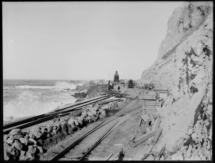 Napier breakwater under construction