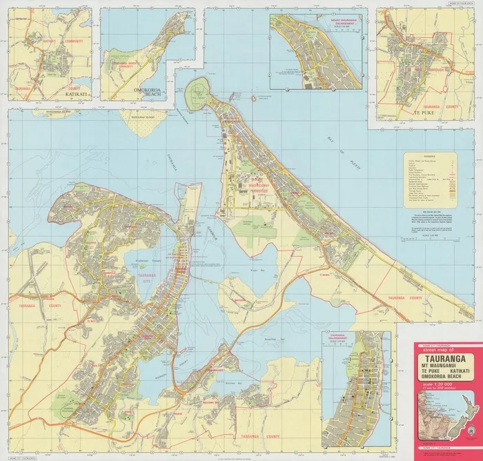 Street map of Tauranga, Mt. Maunganui, Te Puke, Katikati, Omokoroa Beach