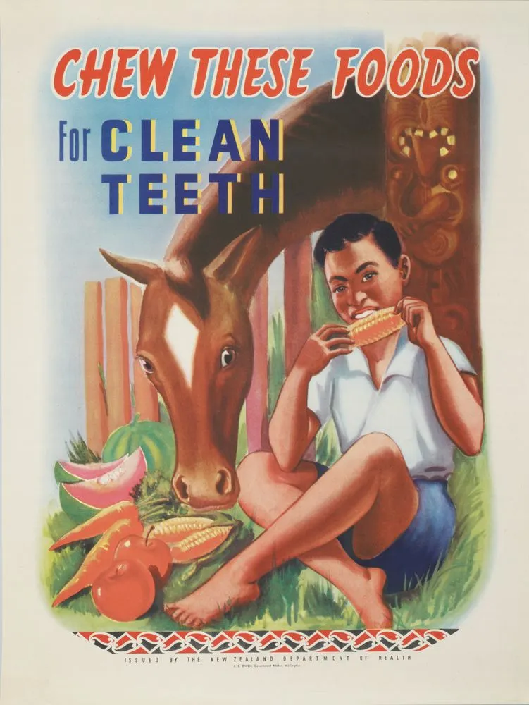 Poster, 'Chew these foods for clean teeth'