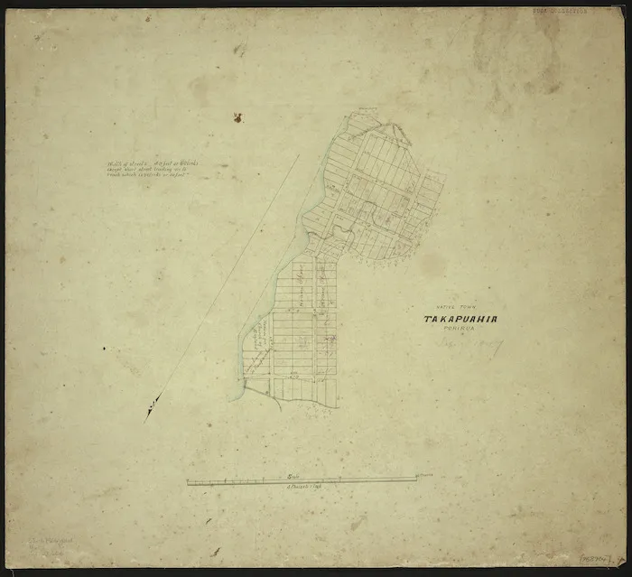 [Creator unknown] :Native town Takapuahia, Porirua [ms map]. [1847?]