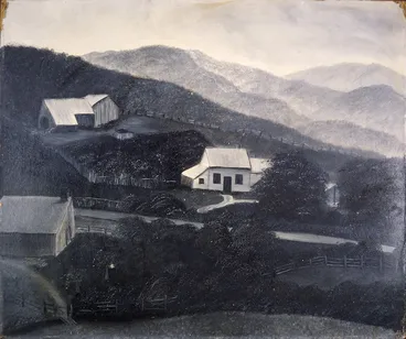 Image: Artist unknown :[The Standen homestead in Karori ; probably in the 1860s or 1870s?] - [Painted between 1900 and 1920?]