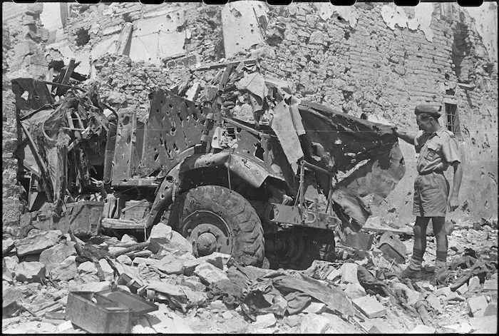 Remains of a New Zealand truck, San Michele, Italy, during World War 2