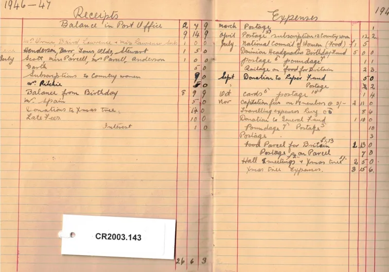 Bannockburn Women's Division Farmers Union cash book 1946-1952