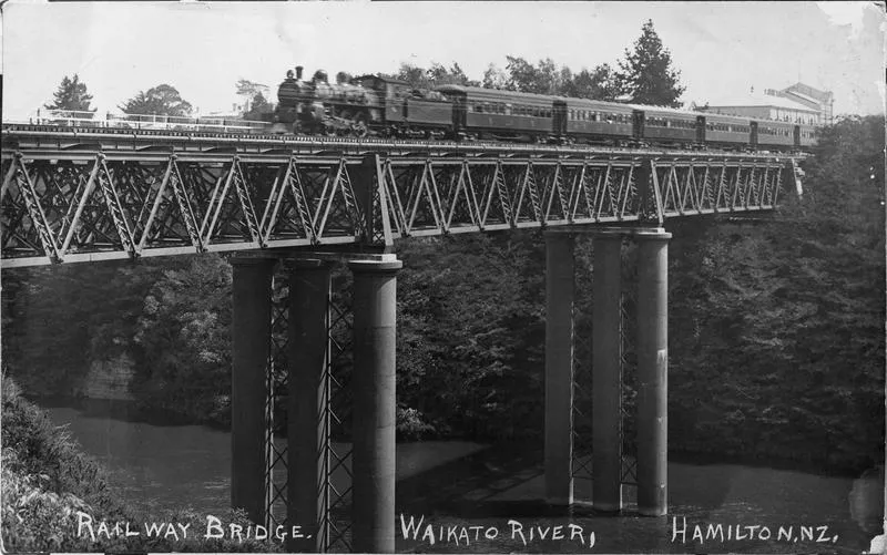 "Railway Bridge, Waikato River, Hamilton. NZ."