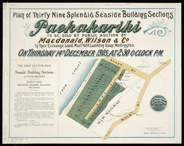 Image: Plan of thirty nine splendid seaside building sections, Paekakariki / Middleton & Smith, surv.