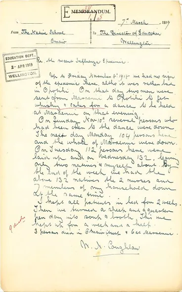 Image: Omaio Māori School - 1918 Influenza