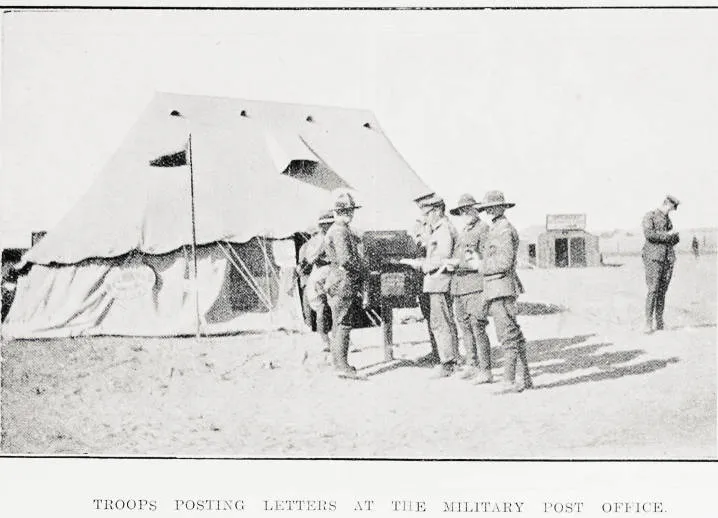 Troops posting letters at the military post office
