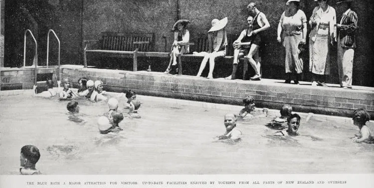 The Blue Bath a major attraction for visitors: up-to-date facilities enjoyed by tourists from all parts of New Zealand and overseas