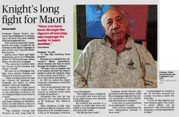 Newspaper Article 2017 – Knight’s long fight for Maori (Hawke's Bay Today) Image: Newspaper Article 2017 – Knight’s long fight for Maori (Hawke's Bay Today)