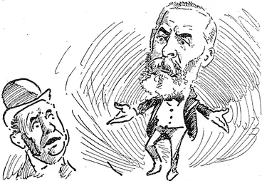 Image: The Master and Apprentice Bill was not workable; there were flaws in the Old Age Pension ; in fact, iv every measure fathered by the Governuent there were grave faults that he strongly disapproved of. (Observer, 28 May 1898)