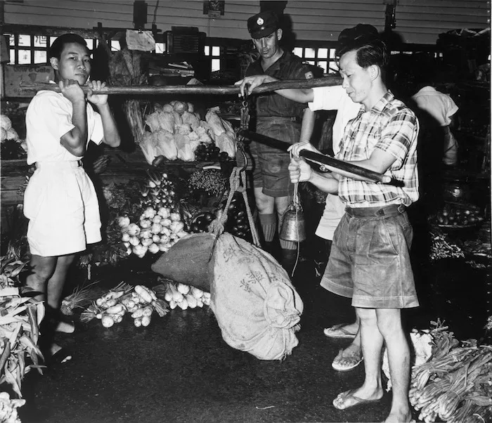 Market at Taiping, Malaya