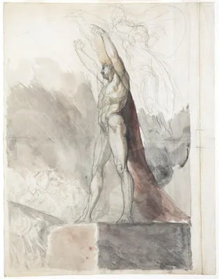 Achilles crying out at the trench, confusing the Trojan Army